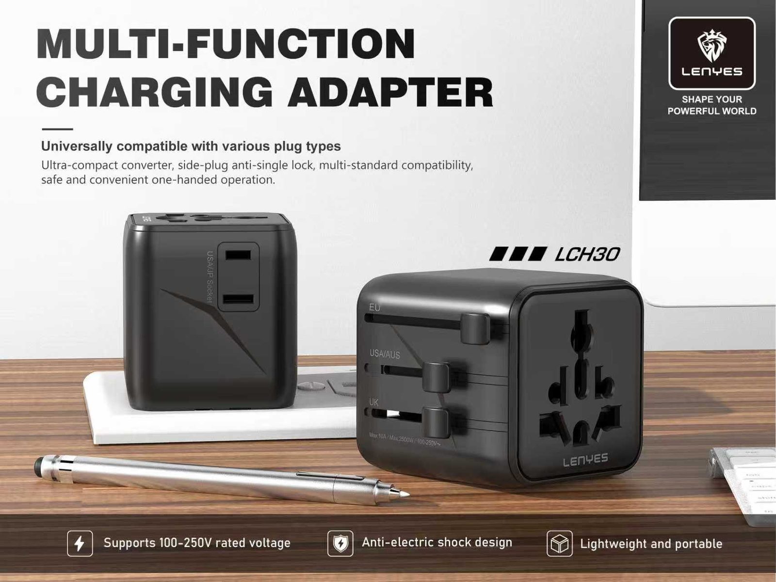 Adaptador de Viaje Universal Lenyes LCH30 2500W vista 4