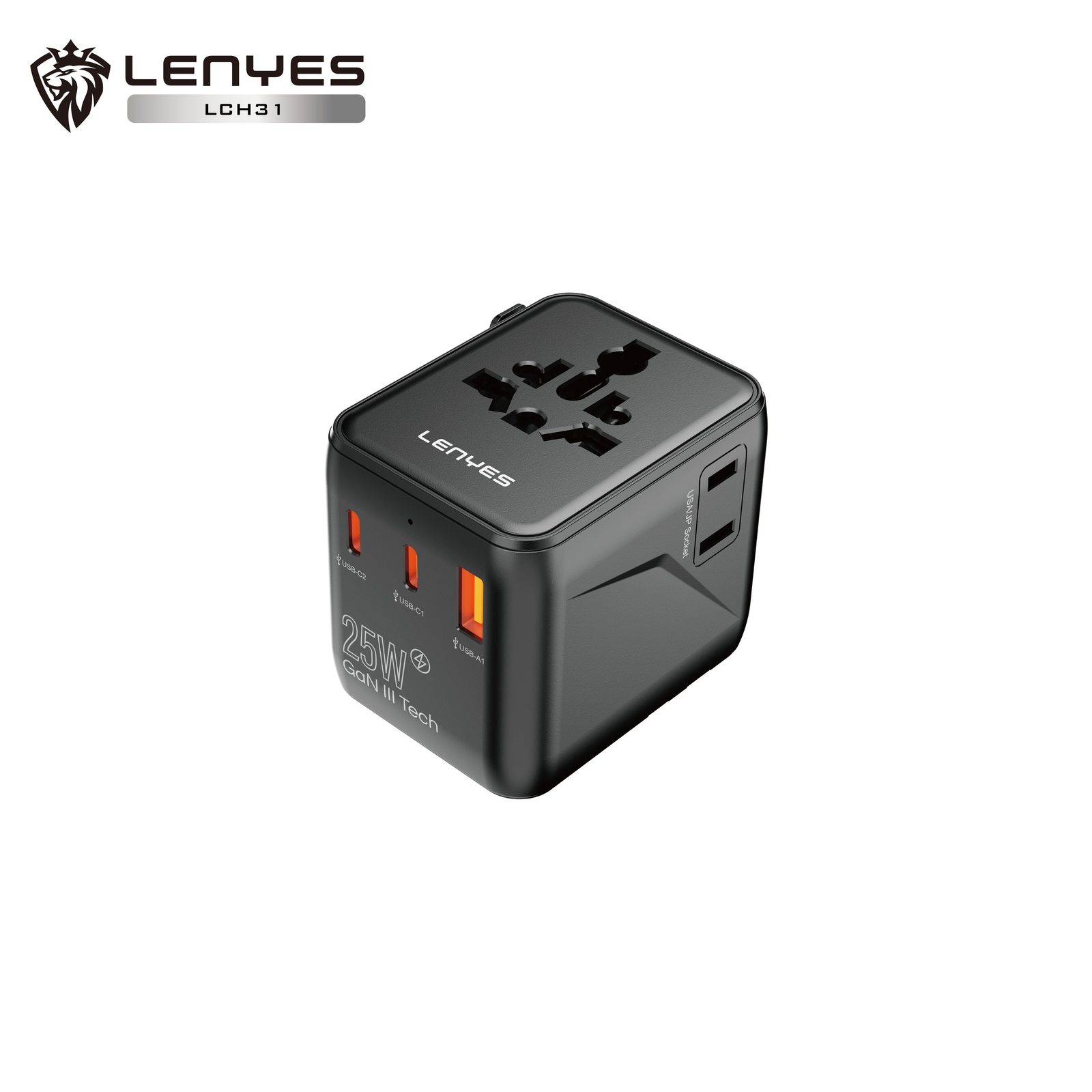 Adaptador de Viaje Universal Lenyes LCH31 con USB vista 6