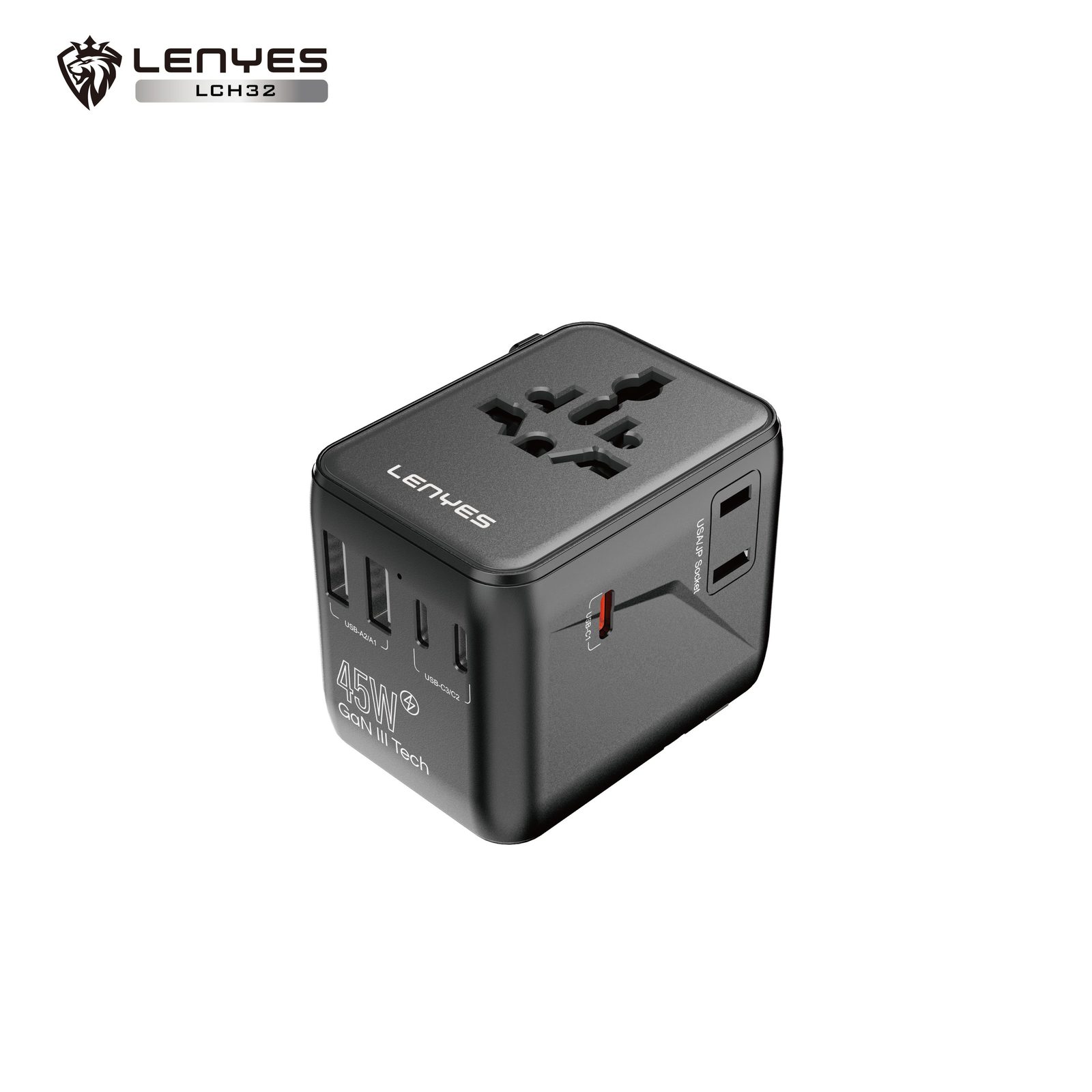 Adaptador de Viaje Universal Lenyes LCH32 GaN 45W vista 1