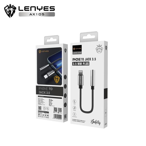 Adaptador Lenyes AX105 Lightning a Jack 3.5mm Hi-Fi