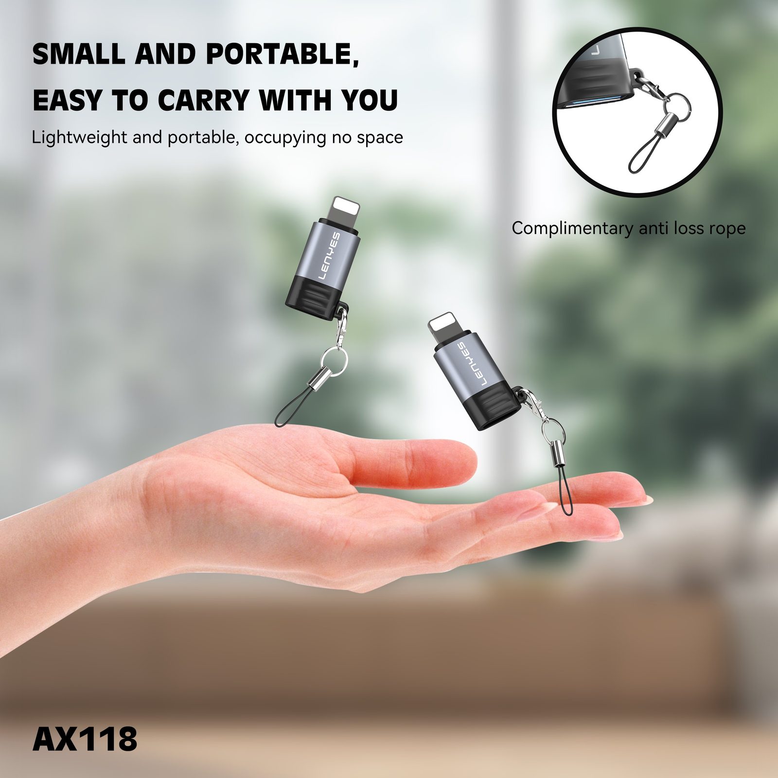 Adaptador Lenyes AX118 Tipo-C a Lightning vista 3