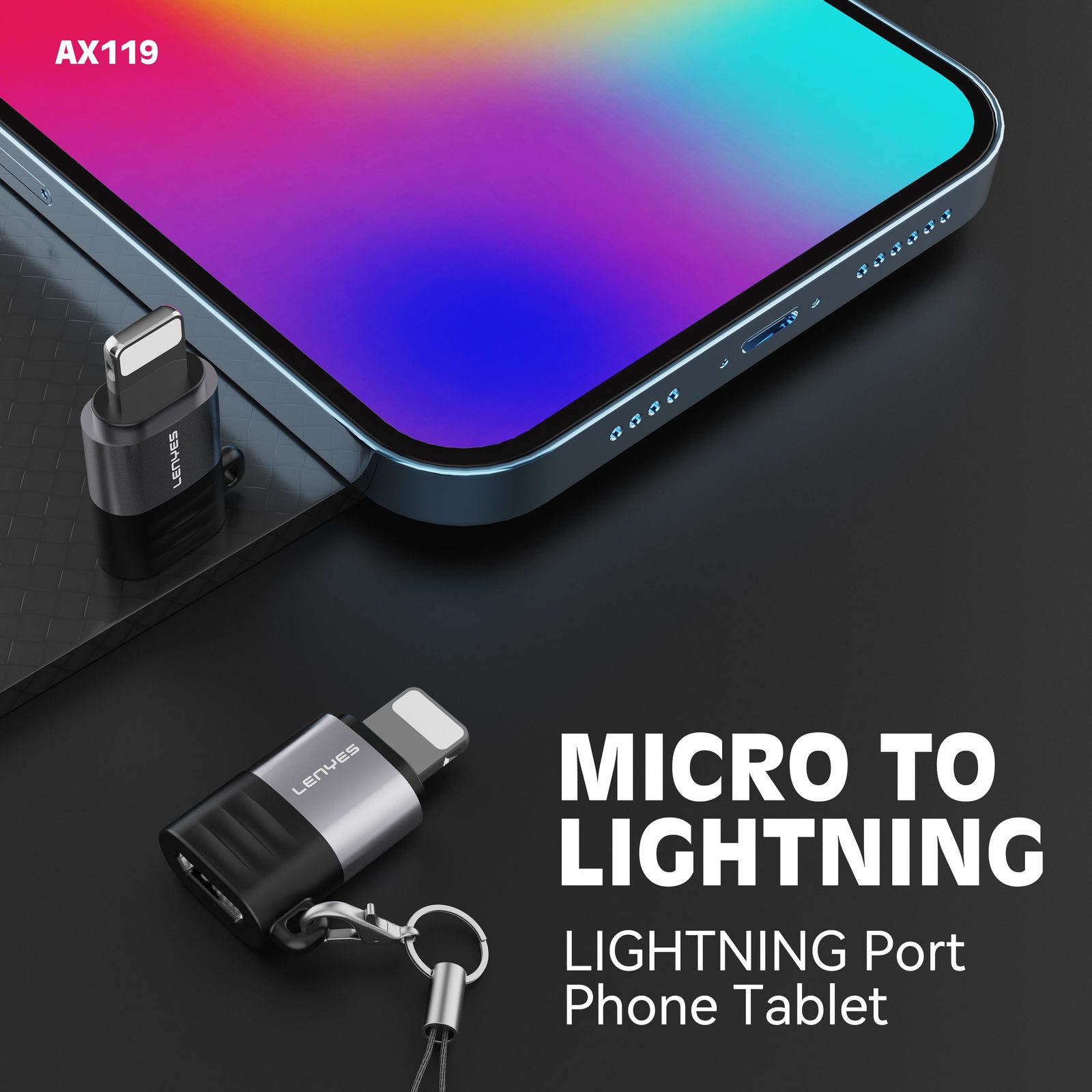 Adaptador Lenyes AX119 Micro USB/V8 a Lightning vista 6