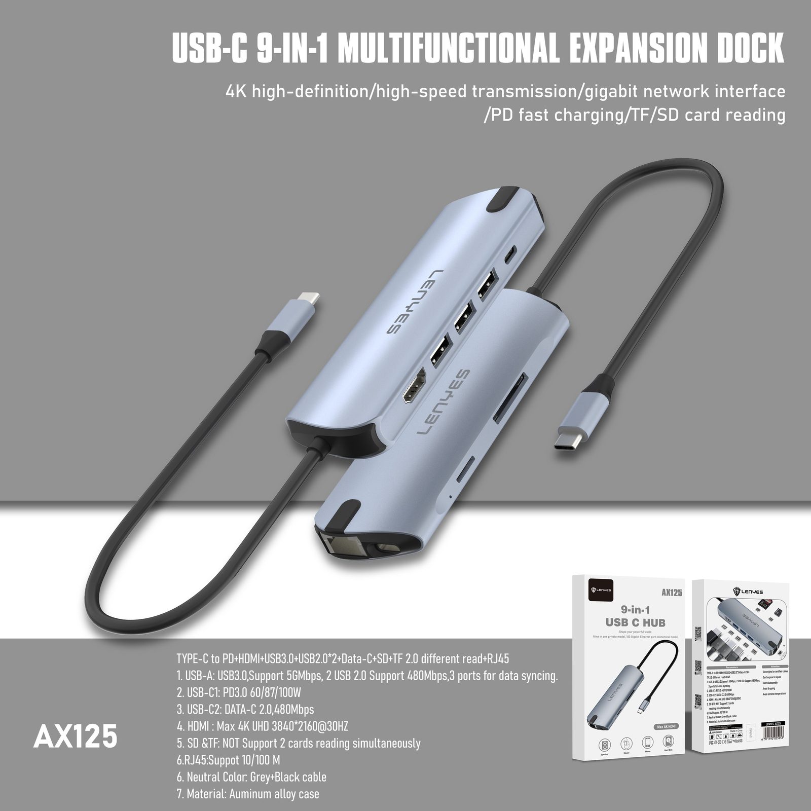 Adaptador Lenyes AX125 Lightning a DC3.5mm M/F vista 3