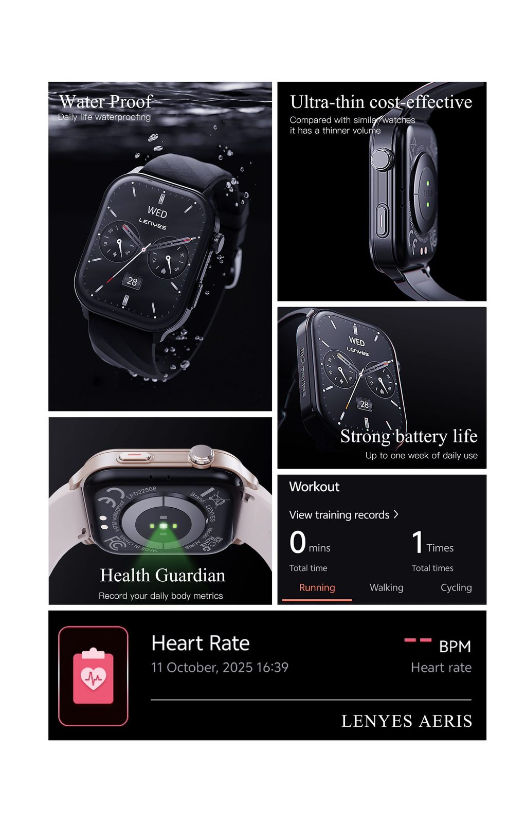 Lenyes AERIS Smartwatch Monitor de Salud vista 4