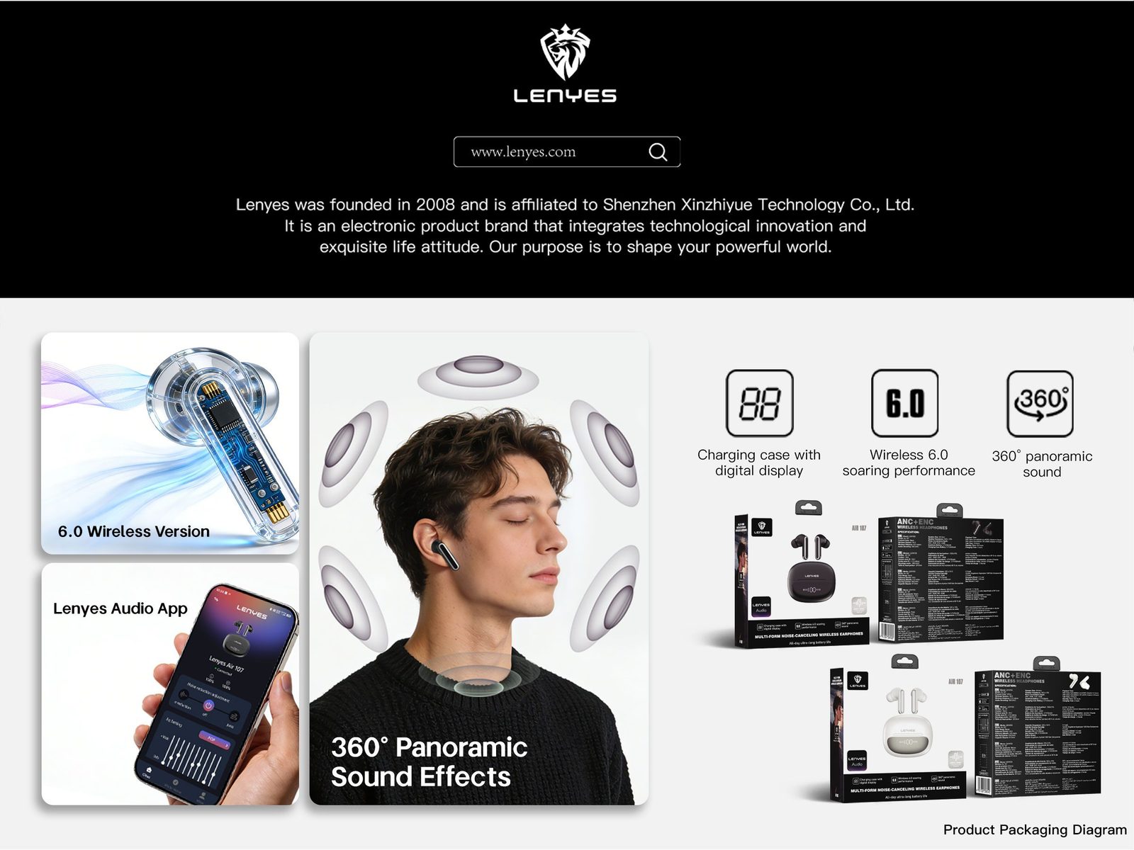 Lenyes AIR 107 TWS Bluetooth con Estuche de Carga vista 4