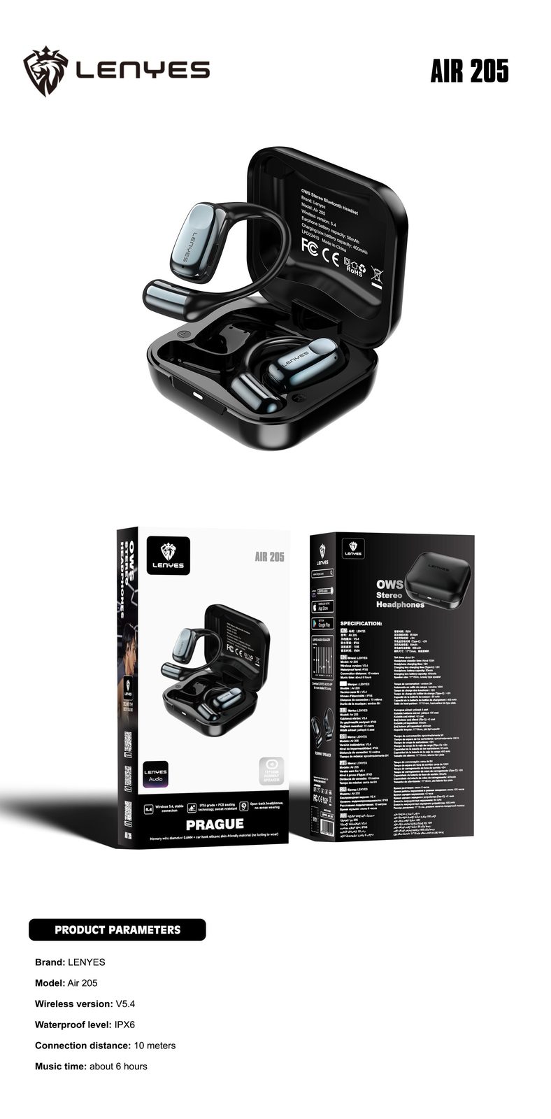Lenyes AIR 205 OWS Open-Ear IPX6 vista 3