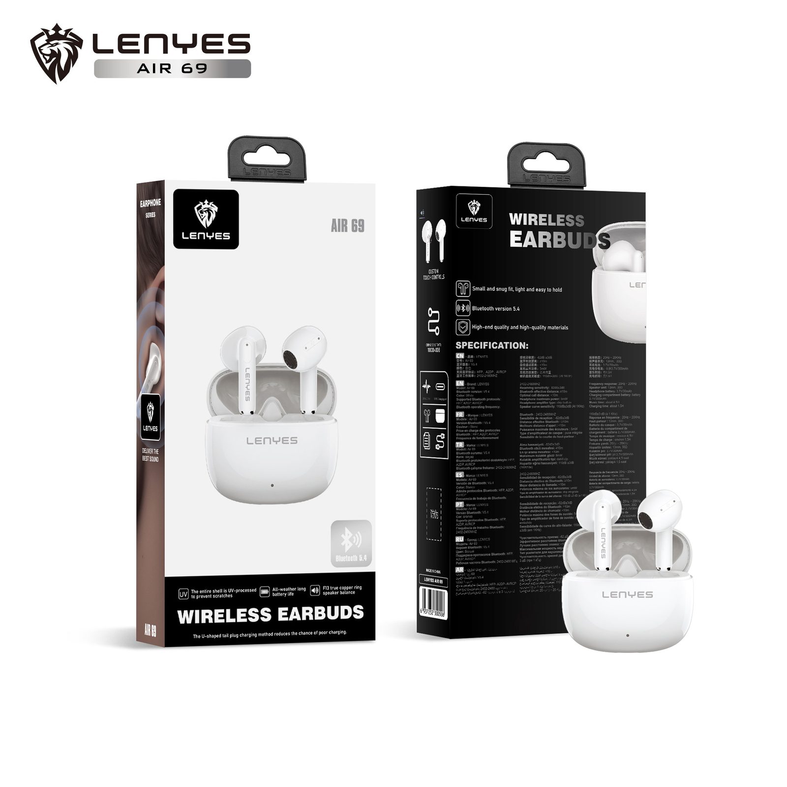 Lenyes AIR 69 TWS con Carga Magnética y Hi-Res Audio vista 3