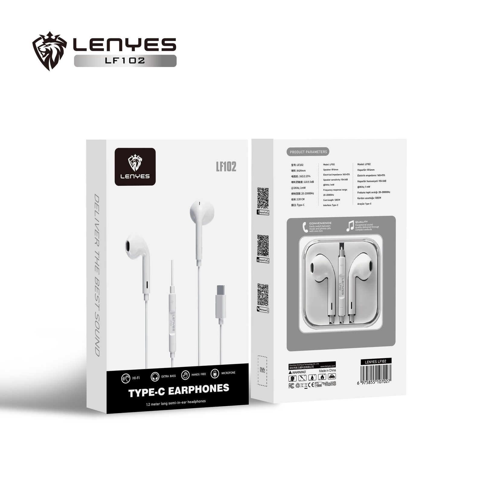 Auriculares Lenyes LF100 con Cable Lightning Hi-Fi Extra Bass vista 4