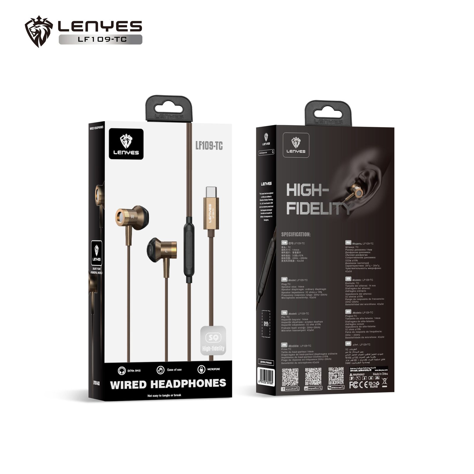 Auriculares Lenyes LF109 In-Ear Hi-Fi Plug & Play vista 4