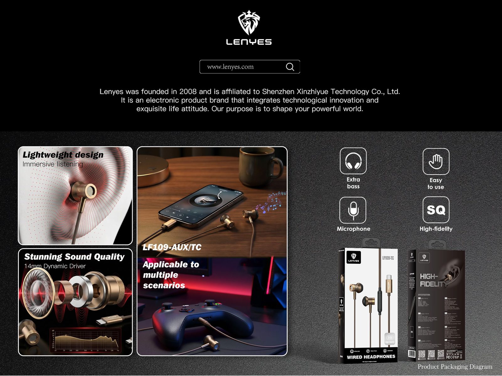 Auriculares Lenyes LF109 In-Ear Hi-Fi Plug & Play vista 6