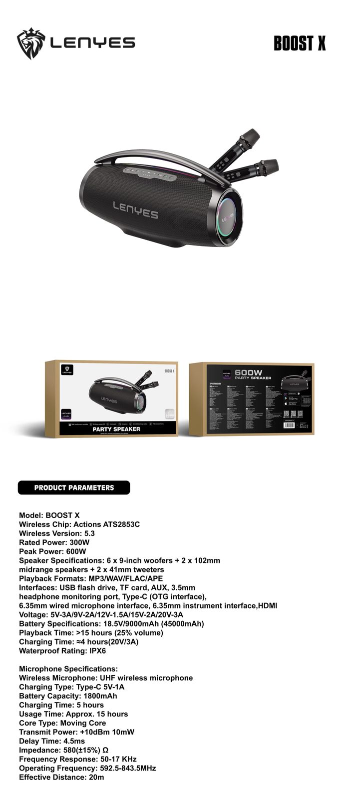 Lenyes BOOST X Altavoz Bluetooth Compacto vista 5