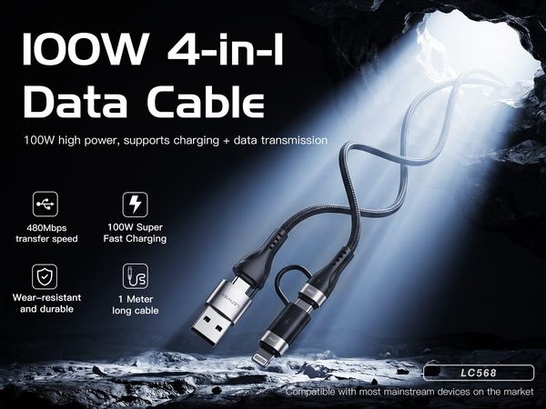 Cable 4en1 Lenyes LC568 100W PD Super Fast Charge