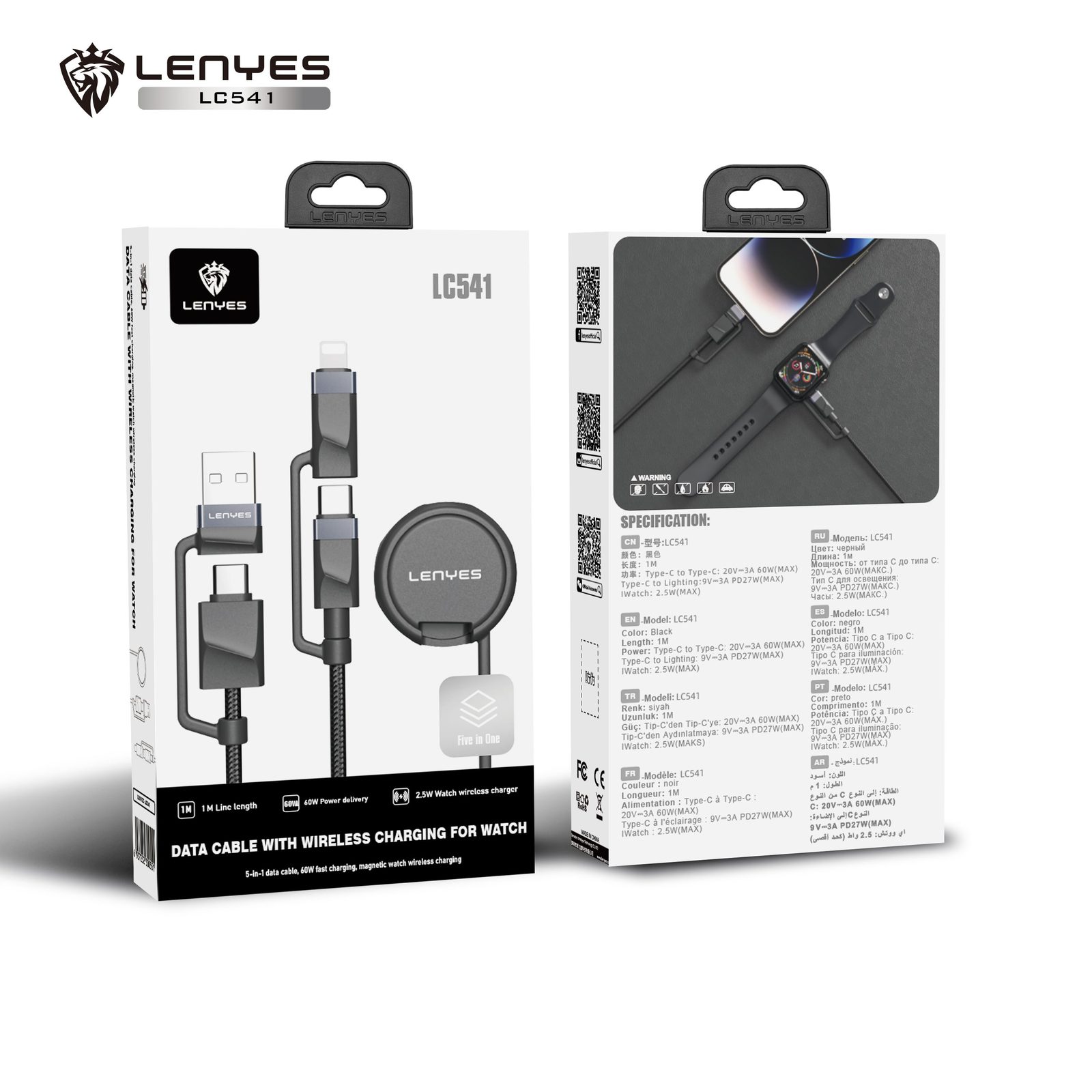 Cable de Datos 3en1 Lenyes LC541 con Carga Inalámbrica Smartwatch vista 4