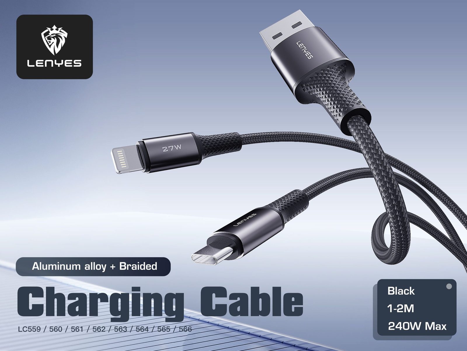 Cable USB-C Lenyes LC559 60W Fast Charge vista 4