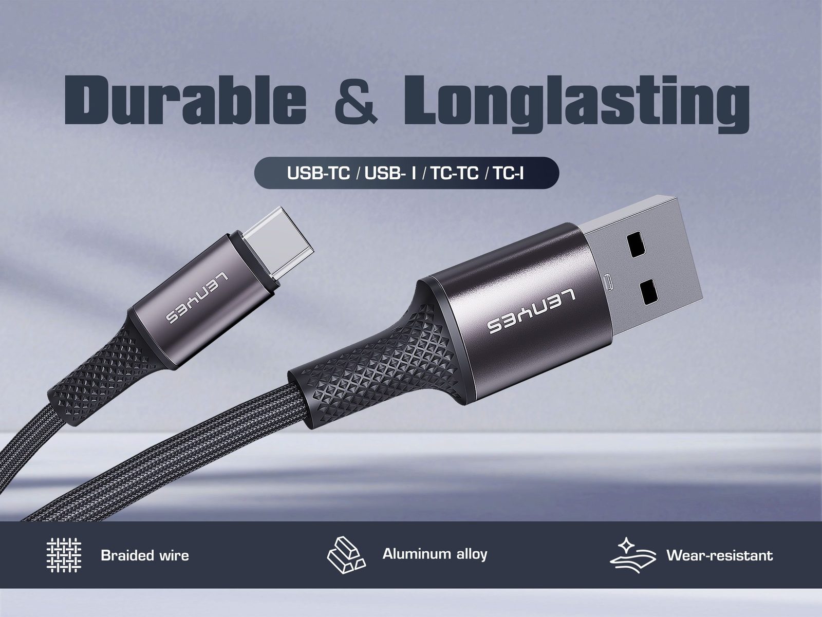 Cable USB-C Lenyes LC559 60W Fast Charge vista 6