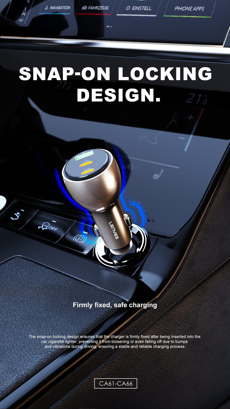 Cargador de Coche Lenyes CA64 95W Metálico vista 5