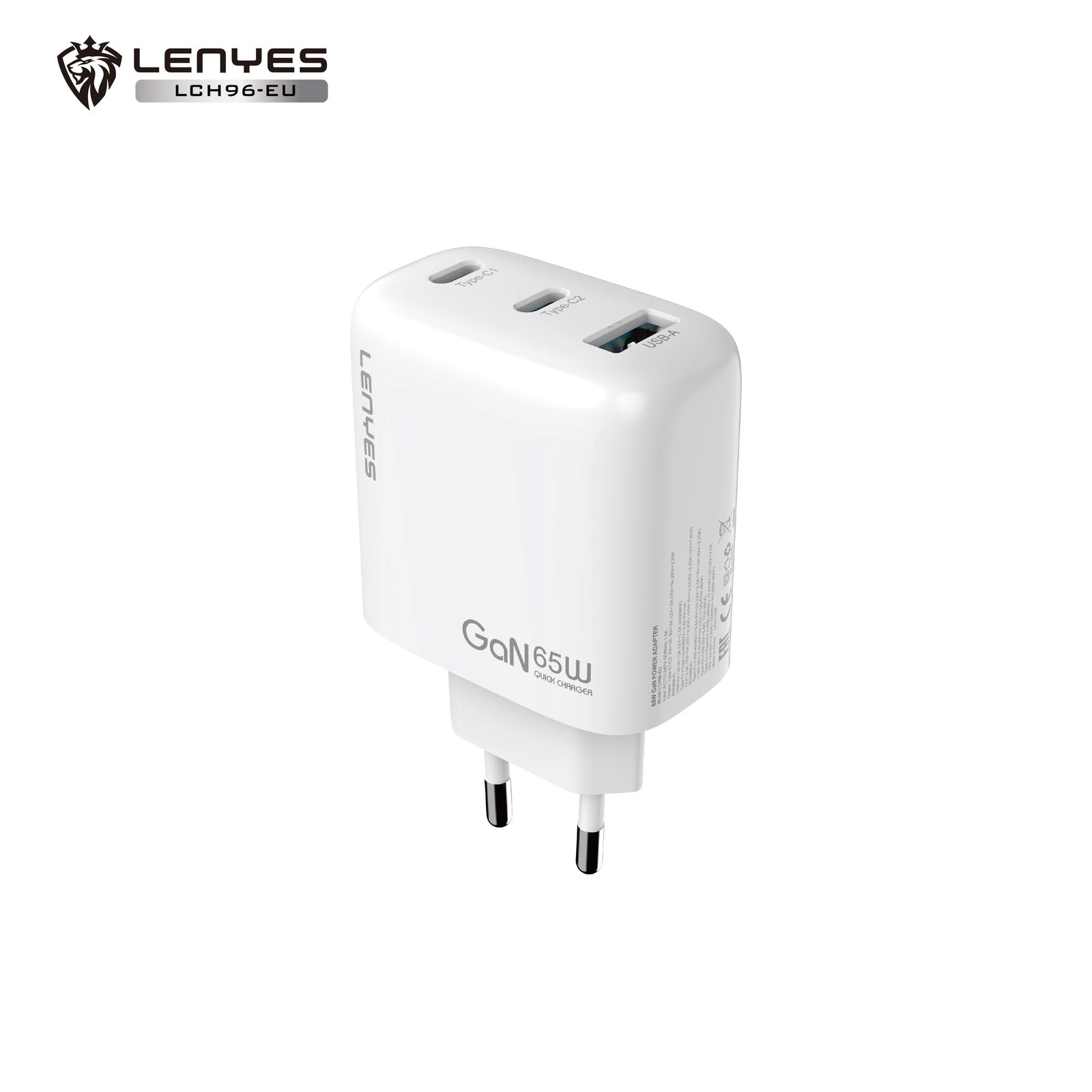 Cargador GaN Lenyes LCH96-EU 65W 3 Puertos vista 1
