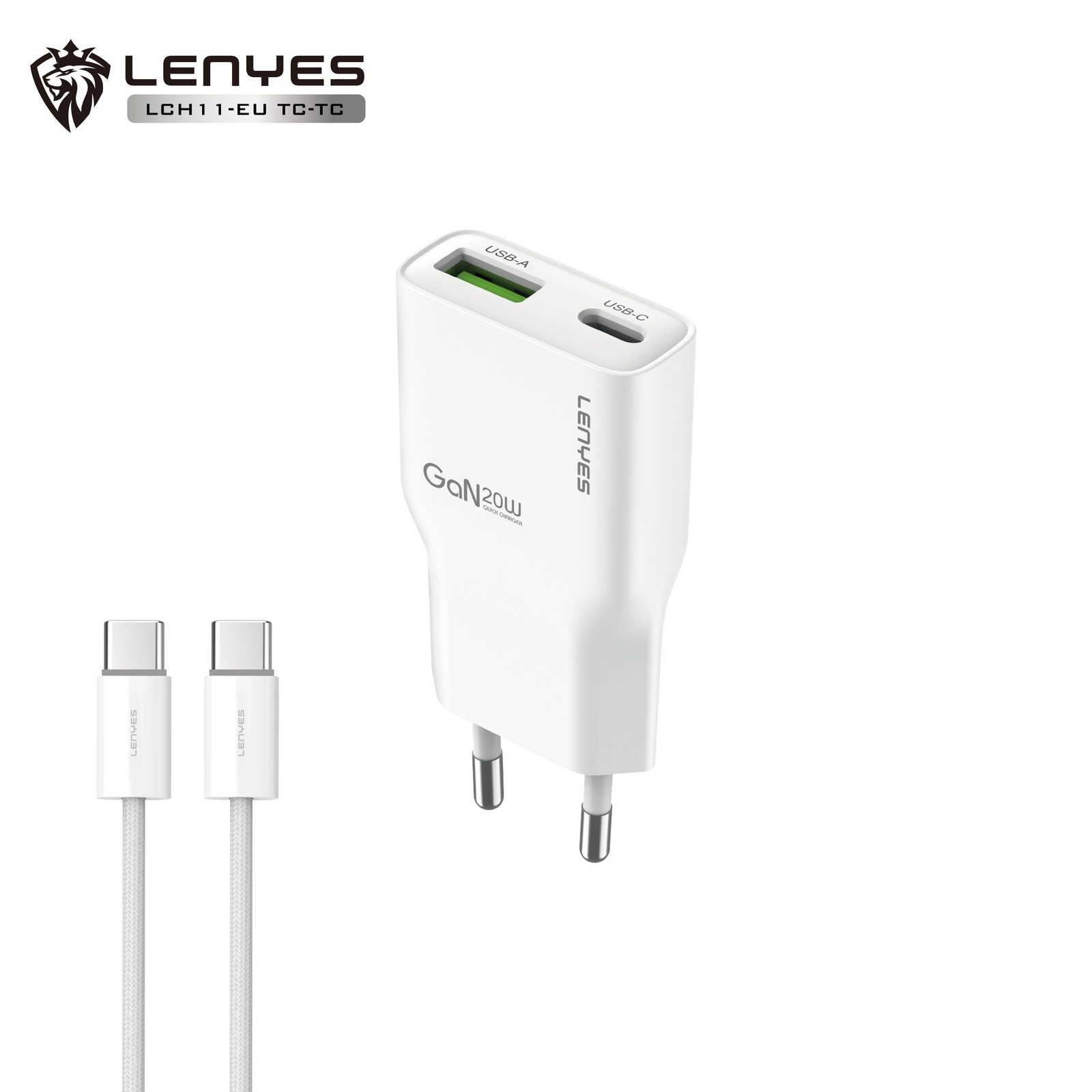 Cargador Lenyes LCH11 Dual 20W USB-C + USB-A vista 4
