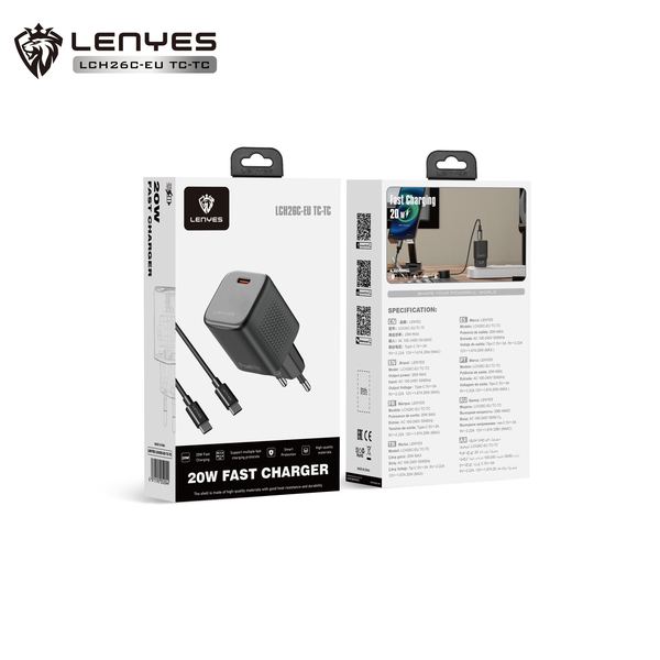Cargador Lenyes LCH26C USB-C Carga Rápida
