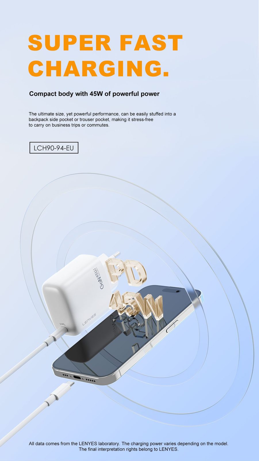 Cargador Lenyes LCH90-EU USB-C 20W PD vista 5