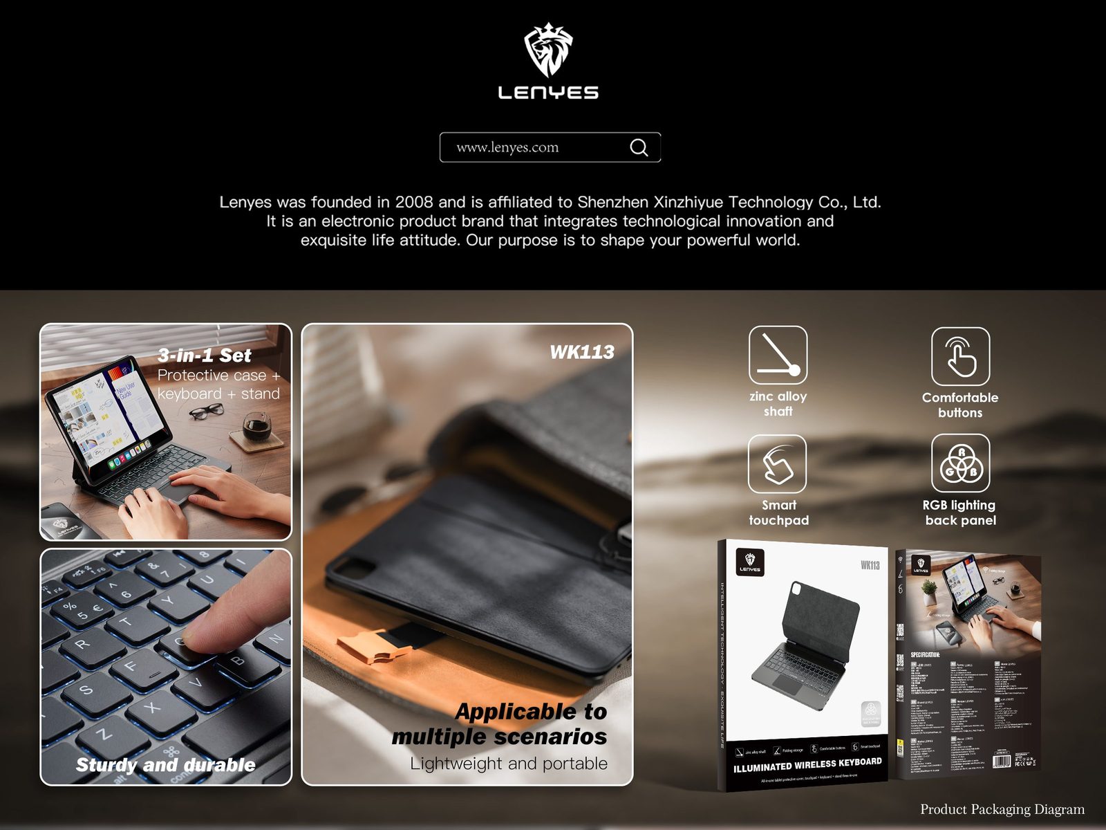 Funda con Teclado Lenyes WK113 para iPad vista 4
