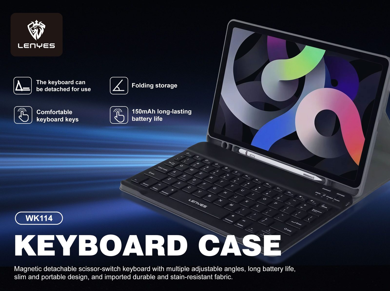 Funda con Teclado Lenyes WK114 para iPad/Tablet vista 1