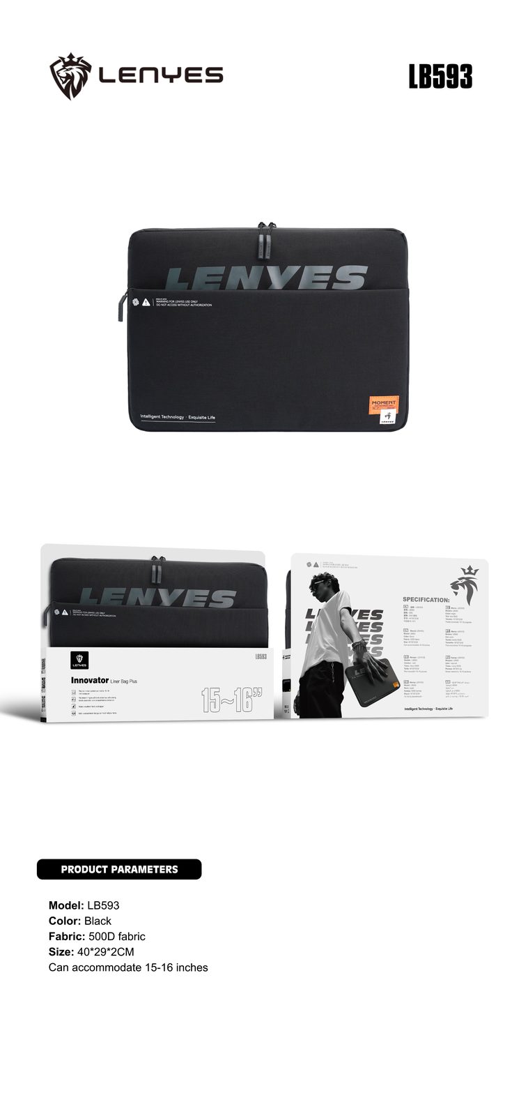 Funda Lenyes LB592 13-14" para Portátil vista 3