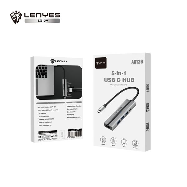 HUB Tipo-C Lenyes AX129 5en1