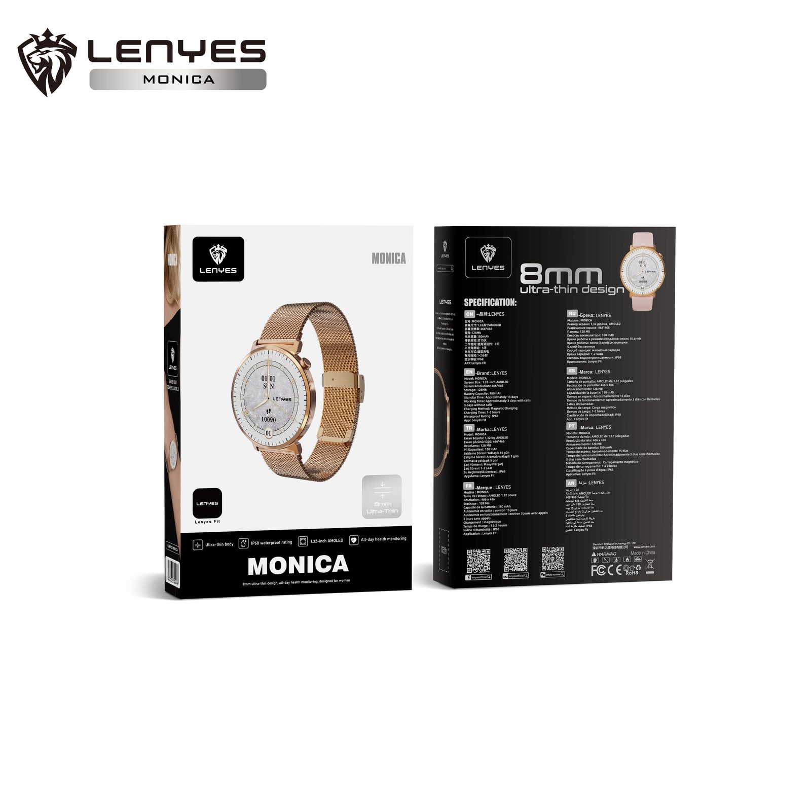 Lenyes MONICA Smartwatch Ultra-Fino AMOLED vista 1