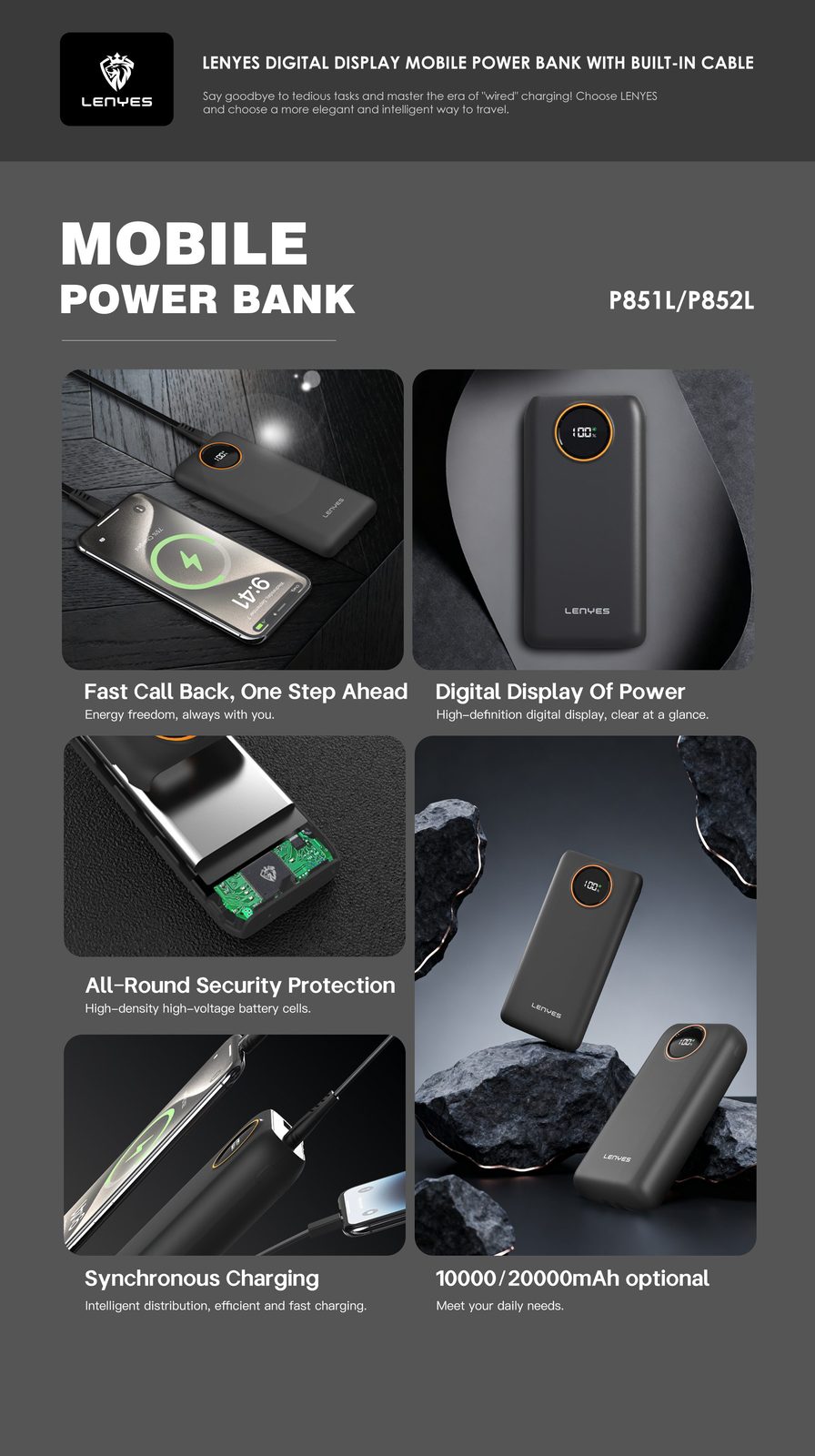 Powerbank Lenyes P851L 10.000mAh vista 4