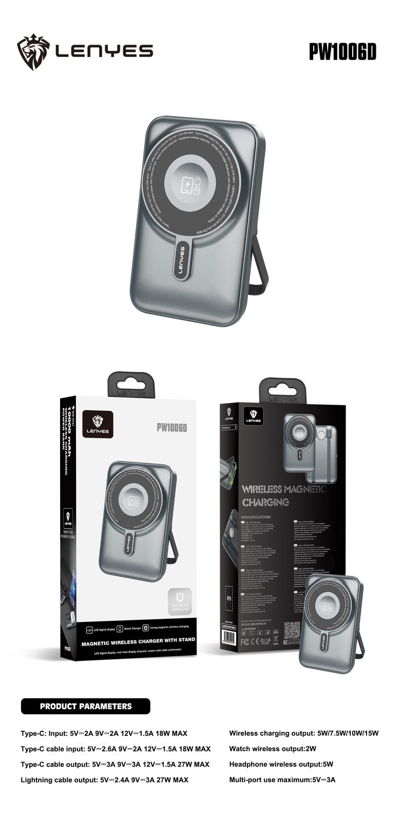 Powerbank Lenyes PW1006D con Cable Integrado vista 5