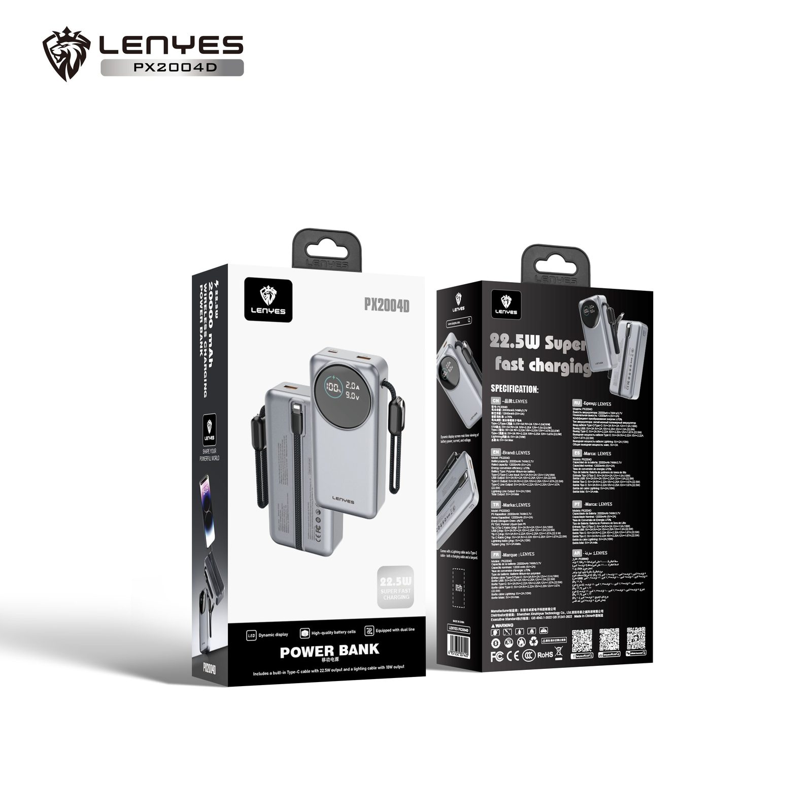 Powerbank Lenyes PX1004D 10.000mAh vista 6