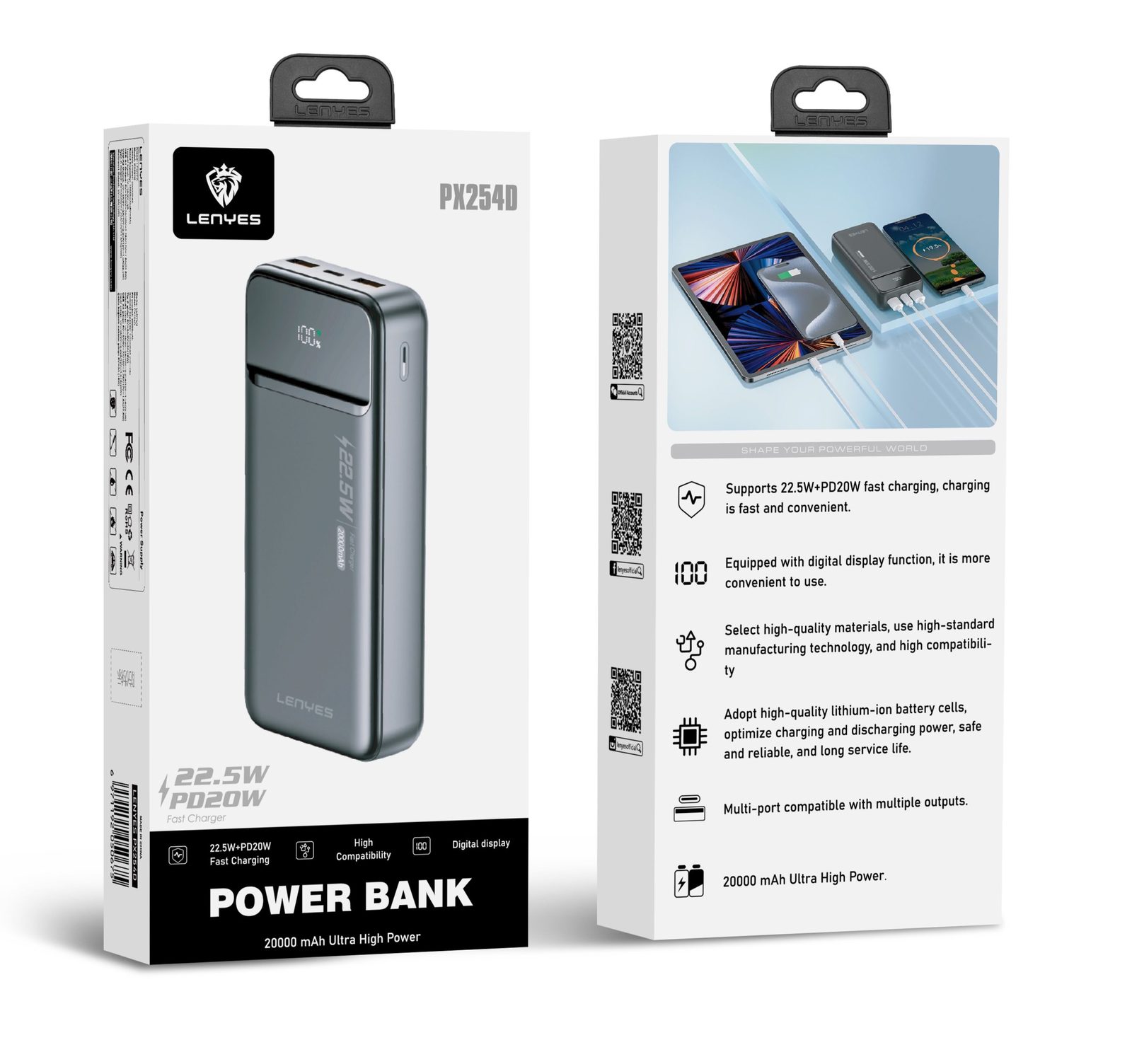 Powerbank Lenyes PX154D 10.000mAh vista 1