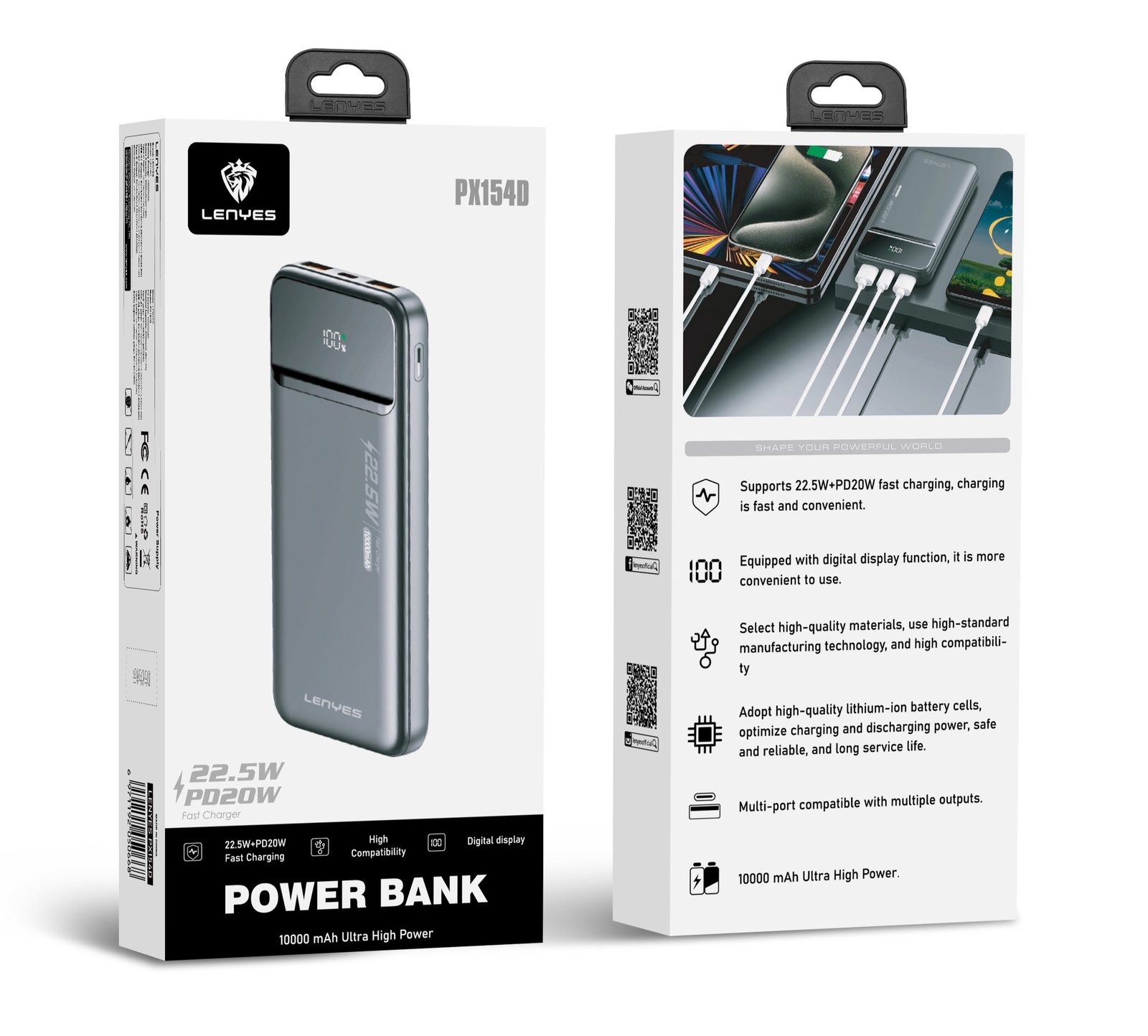 Powerbank Lenyes PX154D 10.000mAh vista 3