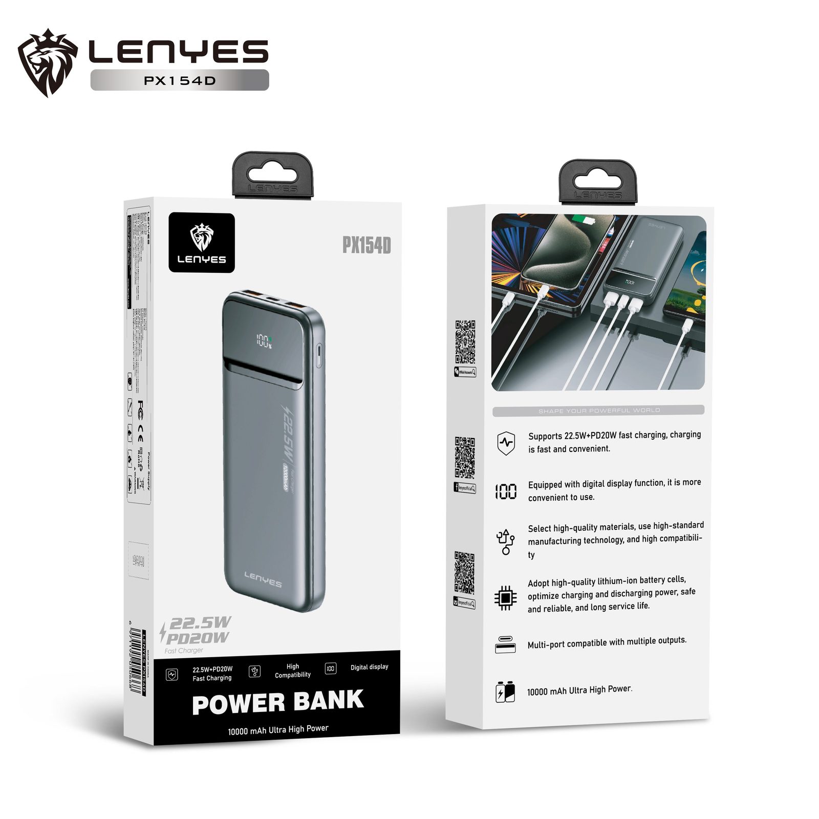 Powerbank Lenyes PX154D 10.000mAh vista 4