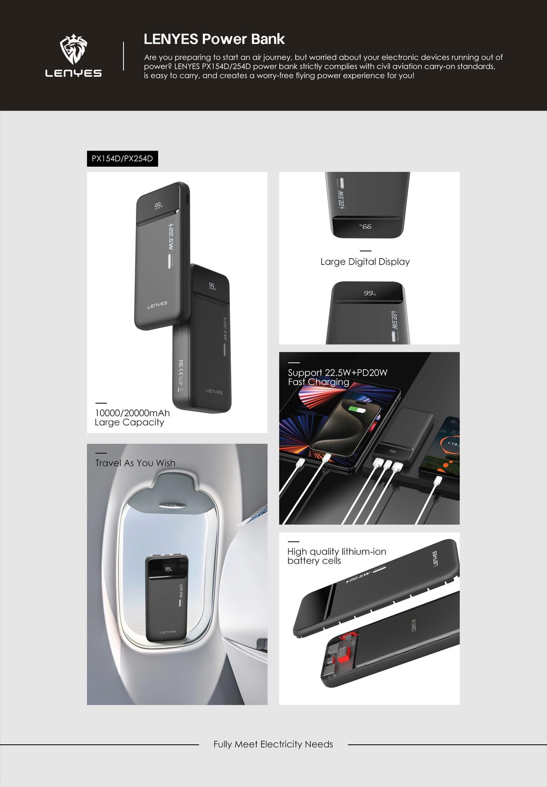 Powerbank Lenyes PX254D 20.000mAh vista 6