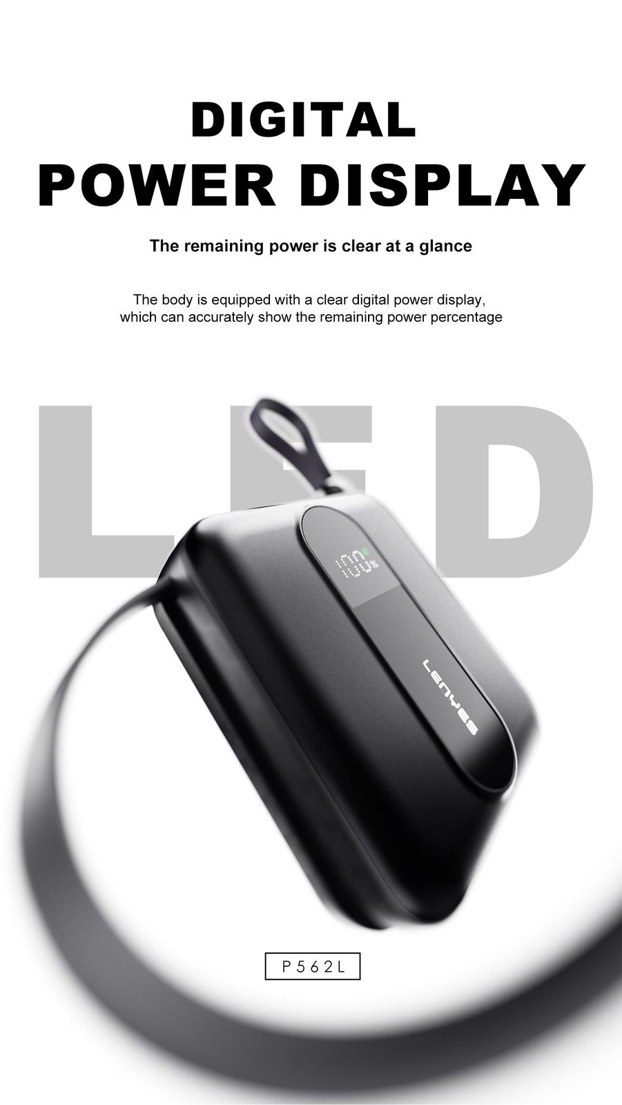 Powerbank Mini Lenyes P562L 10.000mAh Cables Integrados vista 6