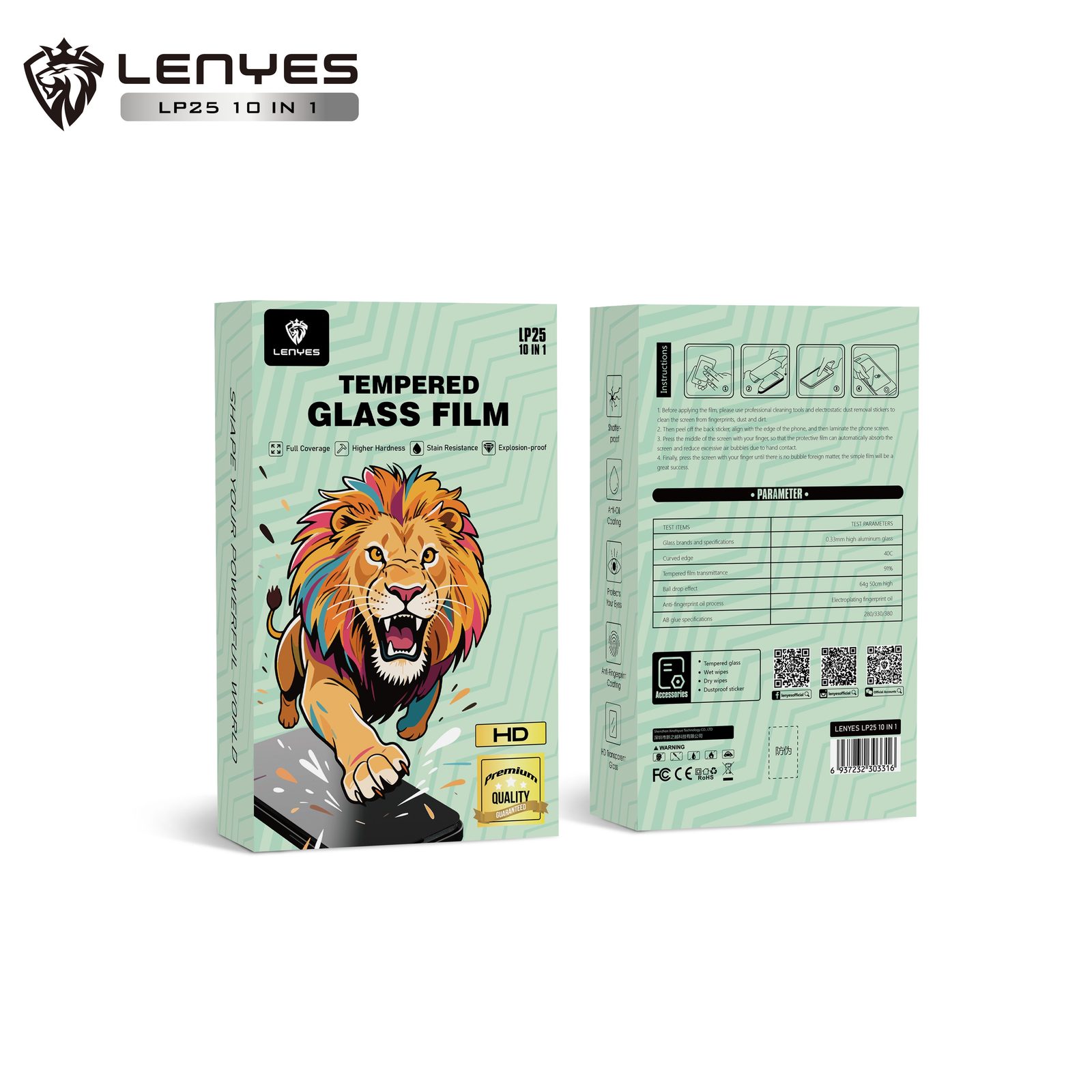 Protector de Cristal Templado Lenyes LP25 Privacidad vista 1