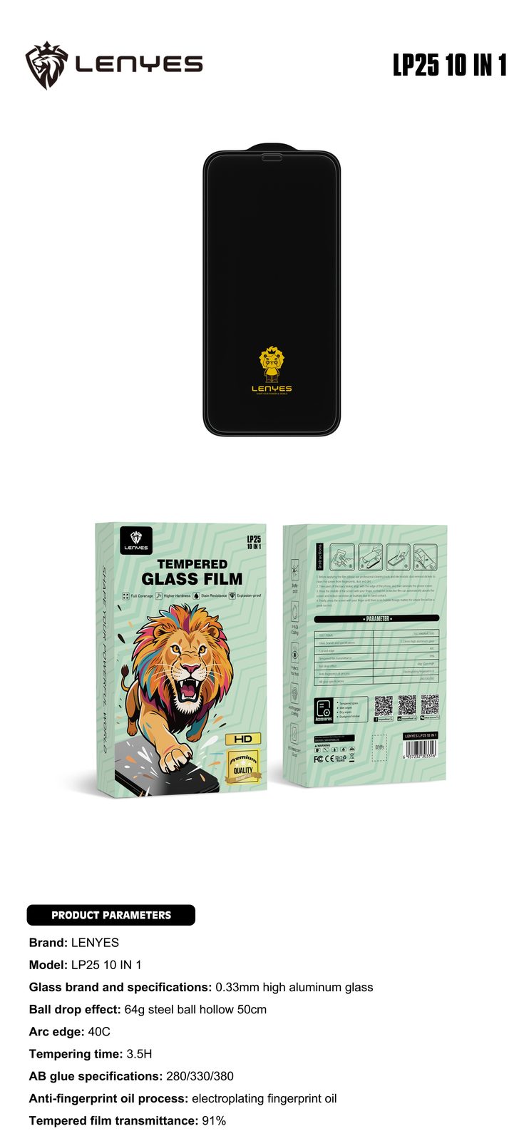 Protector de Cristal Templado Lenyes LP25 Privacidad vista 4