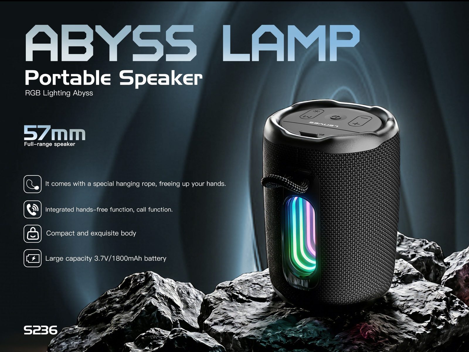 Lenyes S236 Altavoz Bluetooth Portátil vista 3
