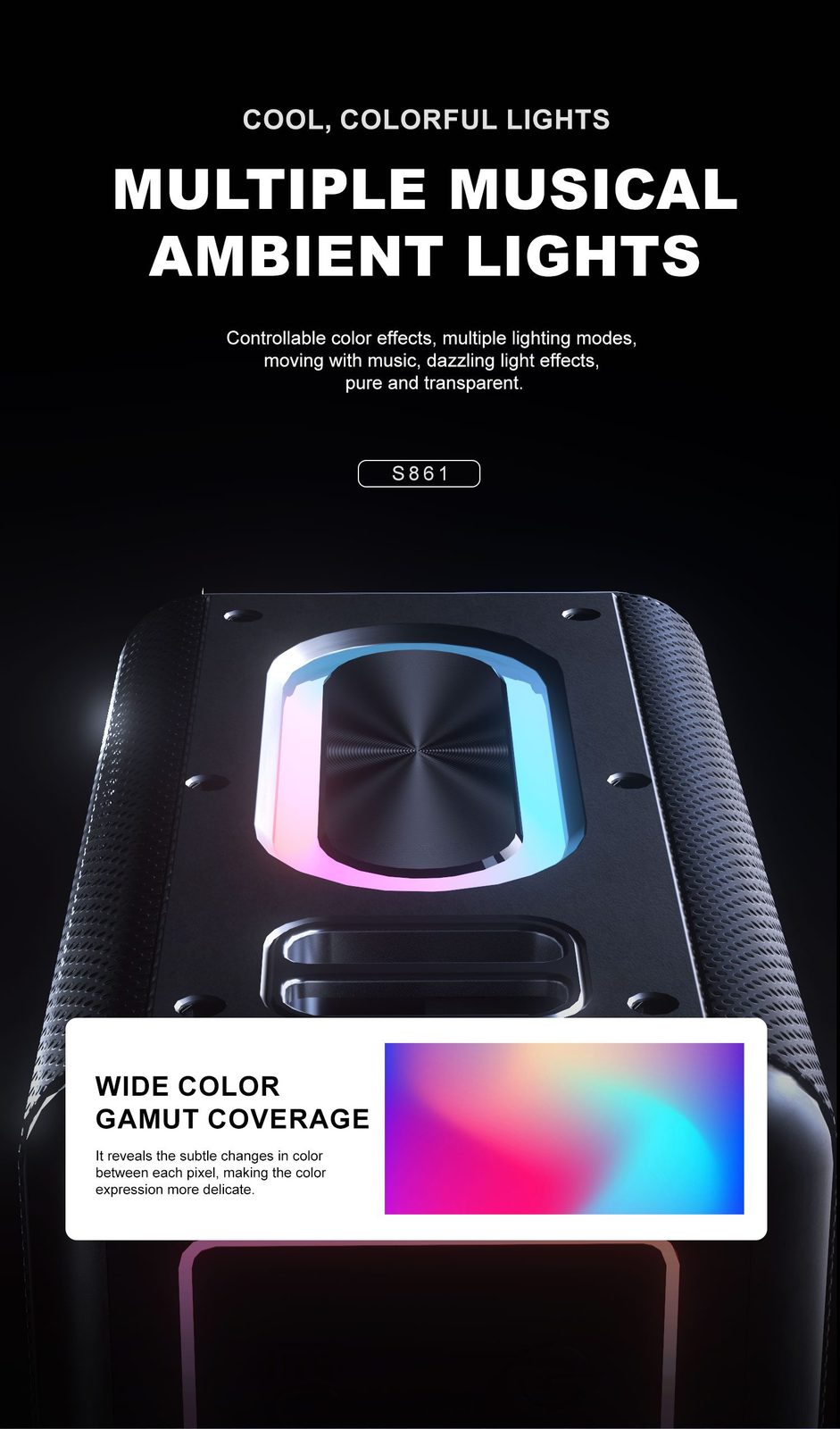 Lenyes S861 Altavoz Karaoke Profesional 150W vista 4