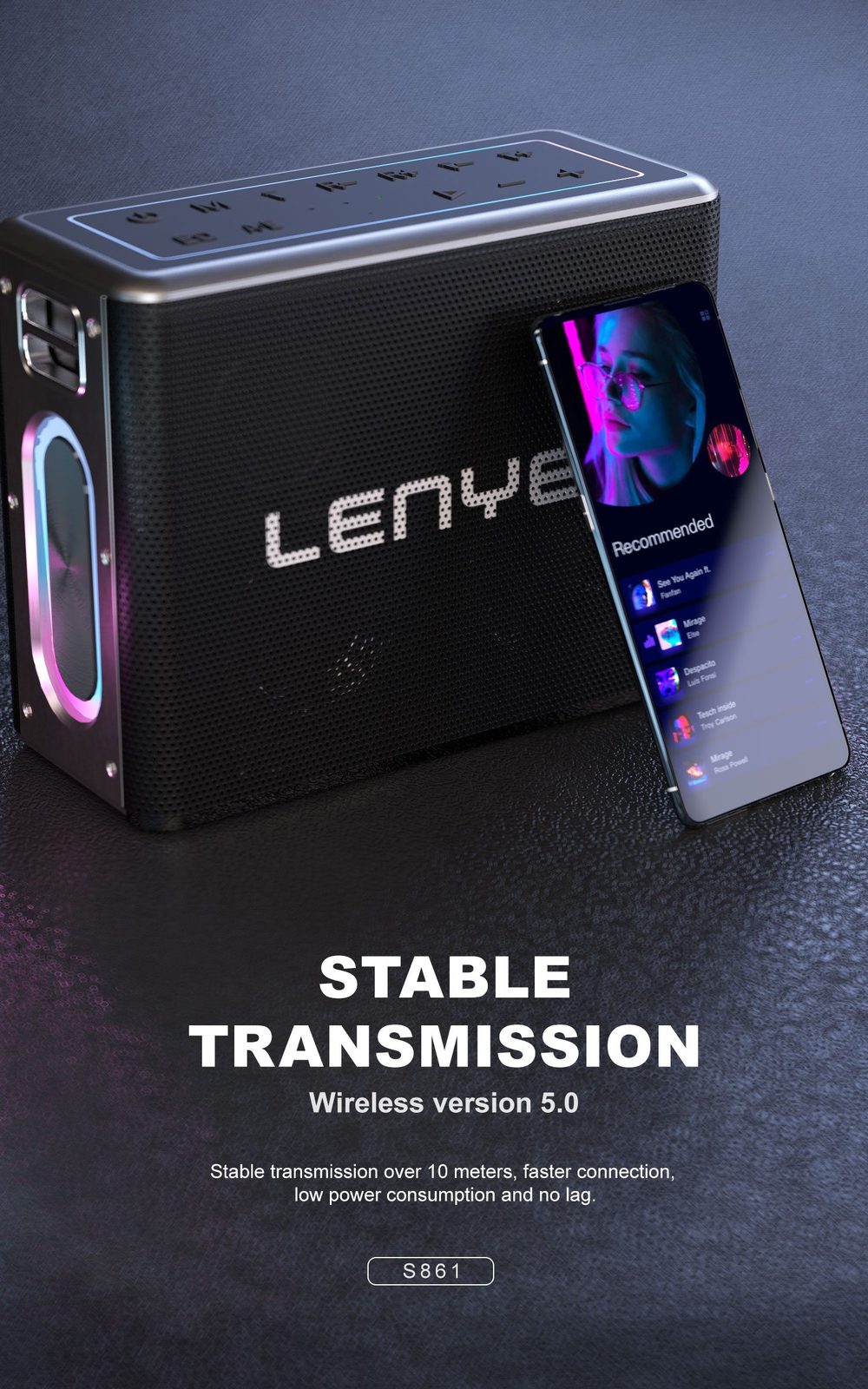 Lenyes S861 Altavoz Karaoke Profesional 150W vista 5