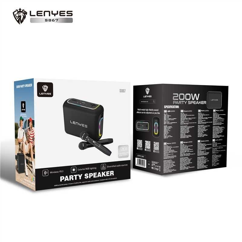Lenyes S867 Altavoz Party 200W + 2 Micrófonos RGB vista 3