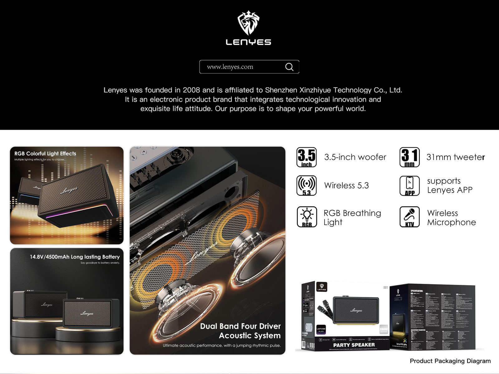 Lenyes S877 Altavoz Bluetooth Resistente vista 6