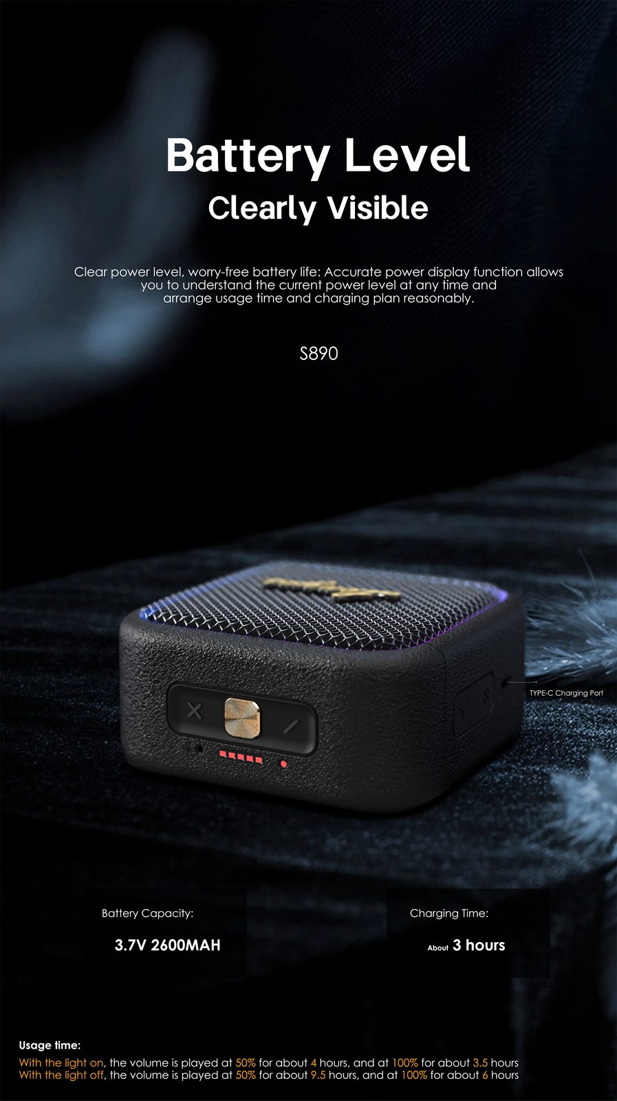 Lenyes S890 Altavoz Potente IPX6 15 Horas vista 5