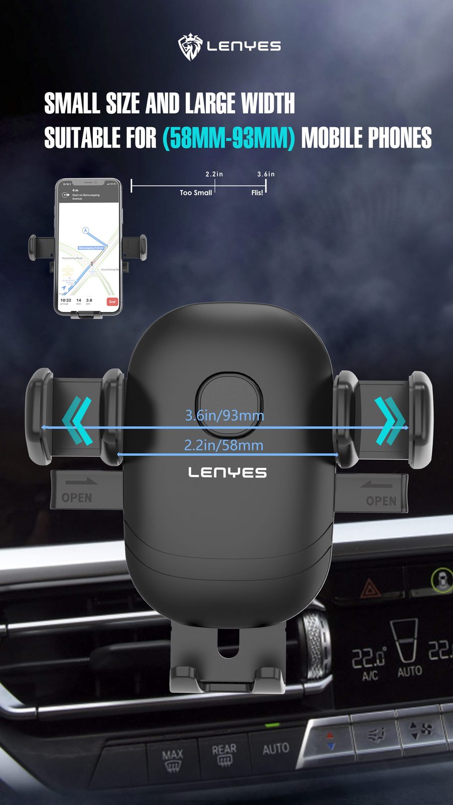 Soporte de Coche Lenyes CR120 Ventosa 360° vista 4
