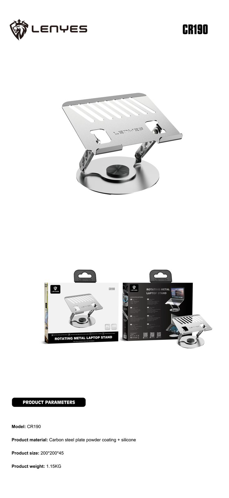 Soporte de Tablet Lenyes CR190 Plegable 10-17.3" vista 3