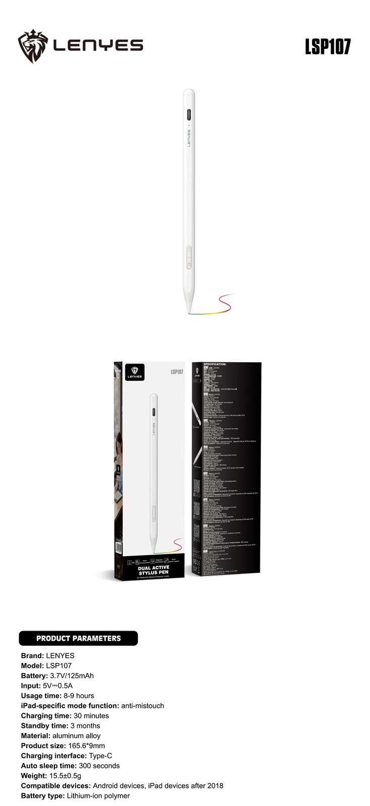 Stylus Pen Dual Lenyes LSP107 Activo vista 3