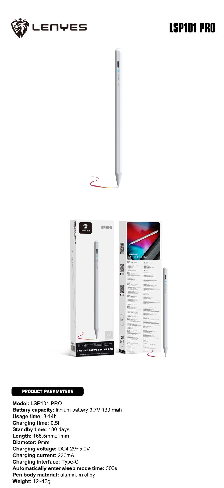 Stylus Pen Lenyes LSP101 Pro Activo con Rechazo de Palma vista 3