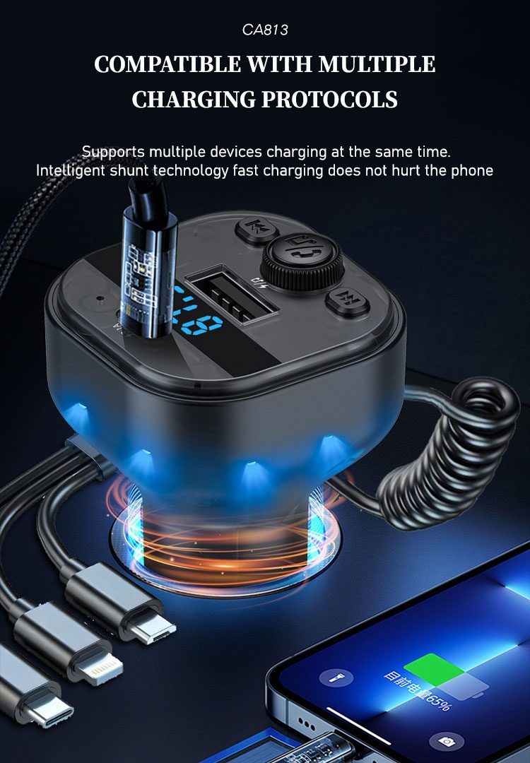 Transmisor FM de Coche Lenyes CA813 Bluetooth 5.3 vista 4